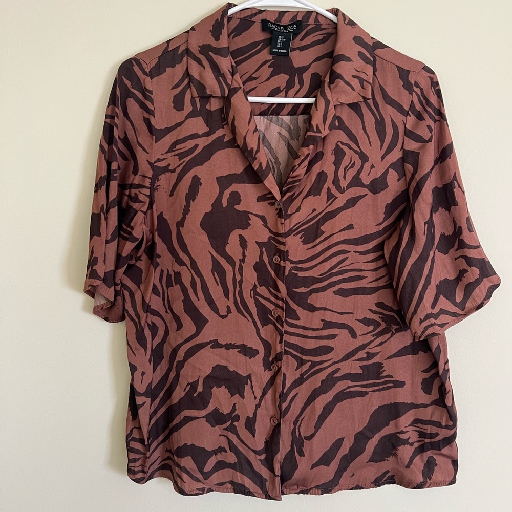 Rachel Zoe Brown and Black Button Down Shirt